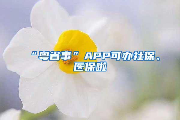 “粤省事”APP可办社保、医保啦