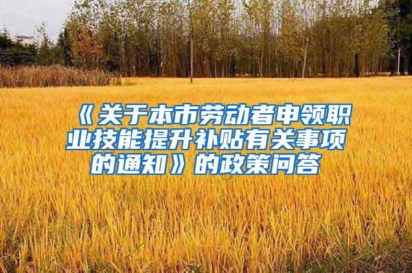 《关于本市劳动者申领职业技能提升补贴有关事项的通知》的政策问答