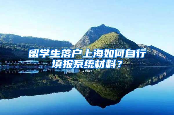 留学生落户上海如何自行填报系统材料？
