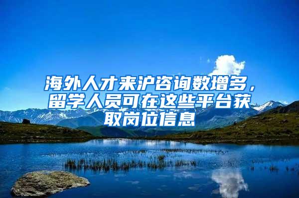 海外人才来沪咨询数增多，留学人员可在这些平台获取岗位信息