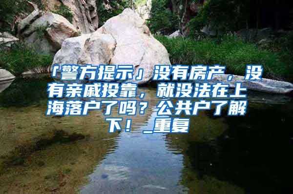 「警方提示」没有房产，没有亲戚投靠，就没法在上海落户了吗？公共户了解下！_重复