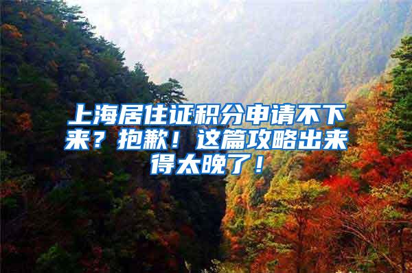 上海居住证积分申请不下来？抱歉！这篇攻略出来得太晚了！