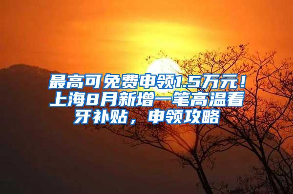 最高可免费申领1.5万元！上海8月新增一笔高温看牙补贴，申领攻略↓