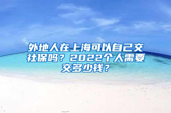 外地人在上海可以自己交社保吗？2022个人需要交多少钱？