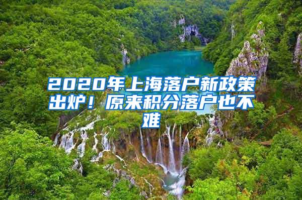 2020年上海落户新政策出炉！原来积分落户也不难