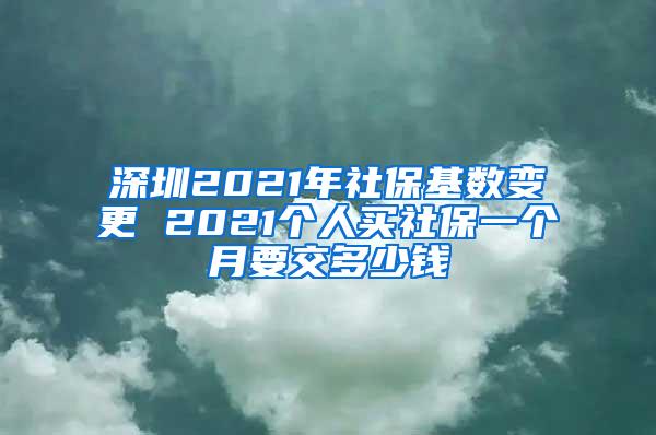 深圳2021年社保基数变更 2021个人买社保一个月要交多少钱