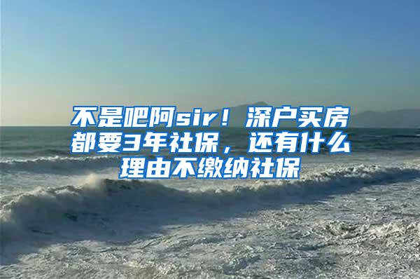 不是吧阿sir！深户买房都要3年社保，还有什么理由不缴纳社保