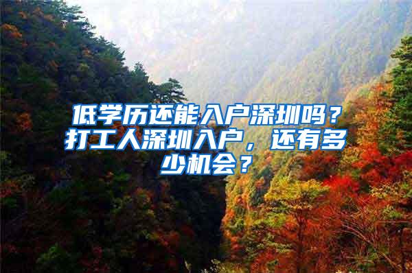 低学历还能入户深圳吗？打工人深圳入户，还有多少机会？