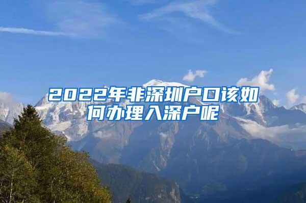 2022年非深圳户口该如何办理入深户呢