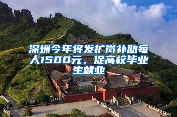 深圳今年将发扩岗补助每人1500元，促高校毕业生就业