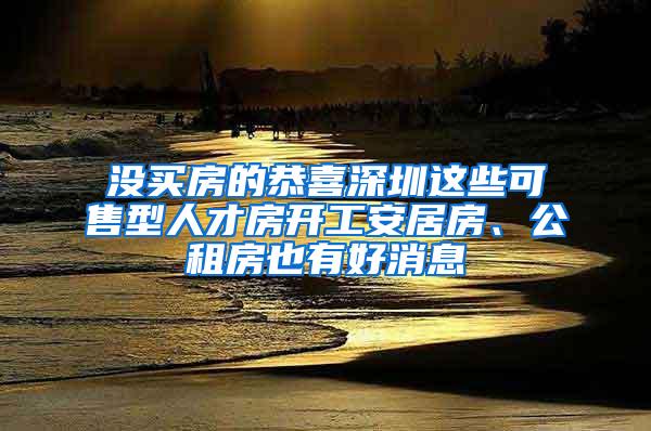 没买房的恭喜深圳这些可售型人才房开工安居房、公租房也有好消息