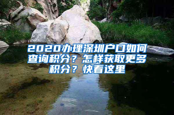 2020办理深圳户口如何查询积分？怎样获取更多积分？快看这里