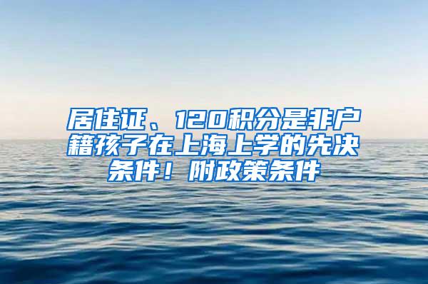 居住证、120积分是非户籍孩子在上海上学的先决条件！附政策条件