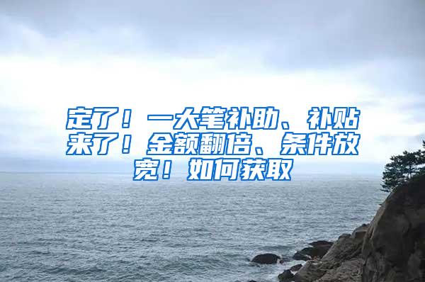 定了！一大笔补助、补贴来了！金额翻倍、条件放宽！如何获取→