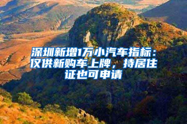 深圳新增1万小汽车指标：仅供新购车上牌，持居住证也可申请