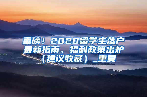 重磅！2020留学生落户最新指南、福利政策出炉（建议收藏）_重复