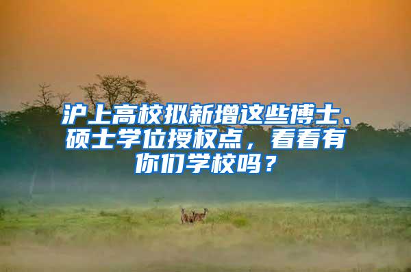 沪上高校拟新增这些博士、硕士学位授权点，看看有你们学校吗？