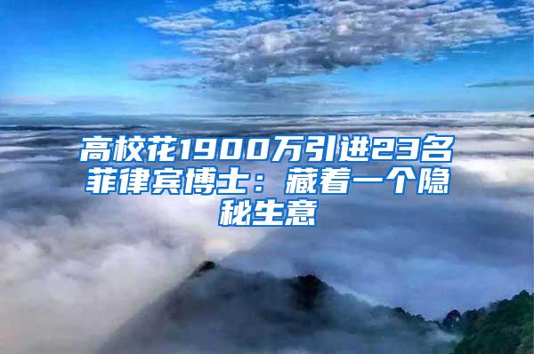 高校花1900万引进23名菲律宾博士：藏着一个隐秘生意