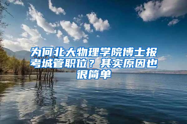 为何北大物理学院博士报考城管职位？其实原因也很简单