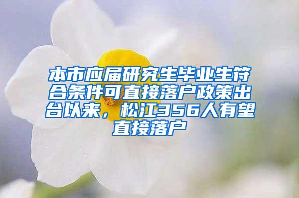 本市应届研究生毕业生符合条件可直接落户政策出台以来，松江356人有望直接落户