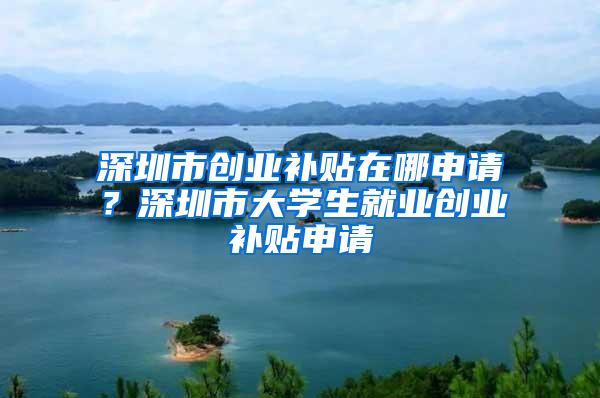 深圳市创业补贴在哪申请？深圳市大学生就业创业补贴申请