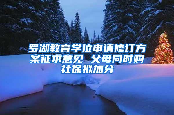 罗湖教育学位申请修订方案征求意见 父母同时购社保拟加分