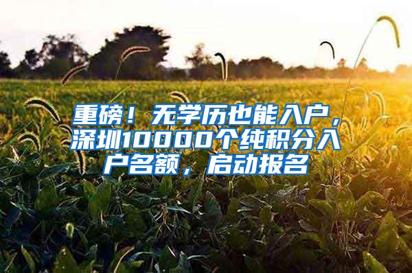 重磅！无学历也能入户，深圳10000个纯积分入户名额，启动报名