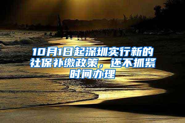 10月1日起深圳实行新的社保补缴政策，还不抓紧时间办理