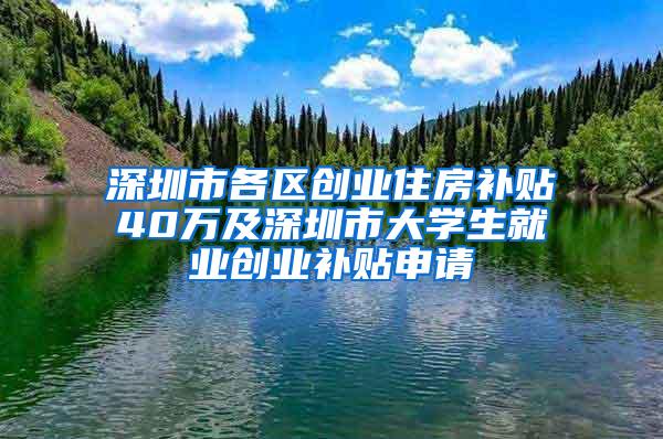 深圳市各区创业住房补贴40万及深圳市大学生就业创业补贴申请