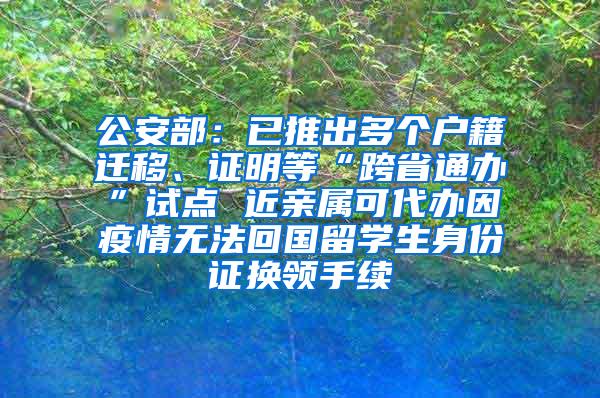 公安部：已推出多个户籍迁移、证明等“跨省通办”试点 近亲属可代办因疫情无法回国留学生身份证换领手续