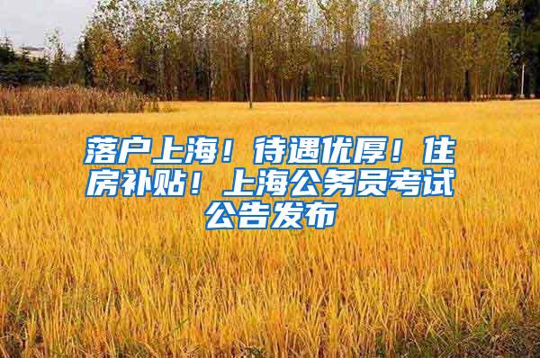 落户上海！待遇优厚！住房补贴！上海公务员考试公告发布