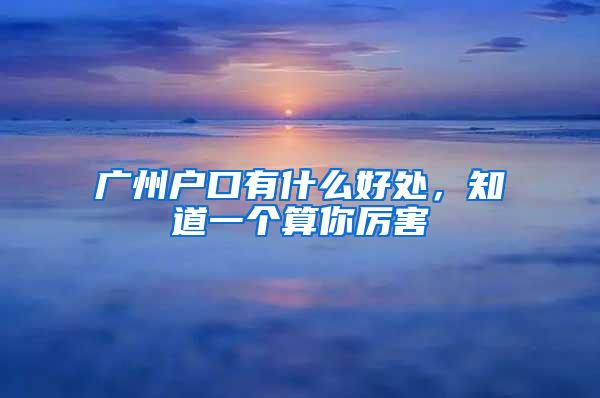 广州户口有什么好处，知道一个算你厉害