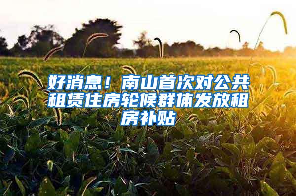 好消息！南山首次对公共租赁住房轮候群体发放租房补贴