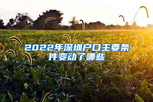 2022年深圳户口主要条件变动了哪些