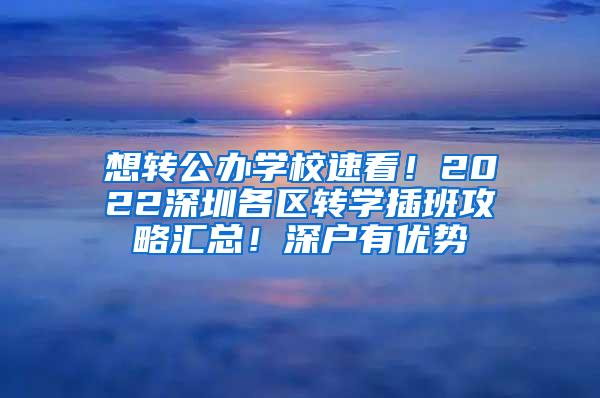 想转公办学校速看！2022深圳各区转学插班攻略汇总！深户有优势