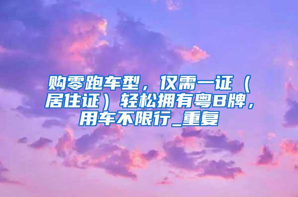 购零跑车型，仅需一证（居住证）轻松拥有粤B牌，用车不限行_重复