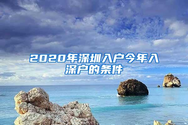 2020年深圳入户今年入深户的条件