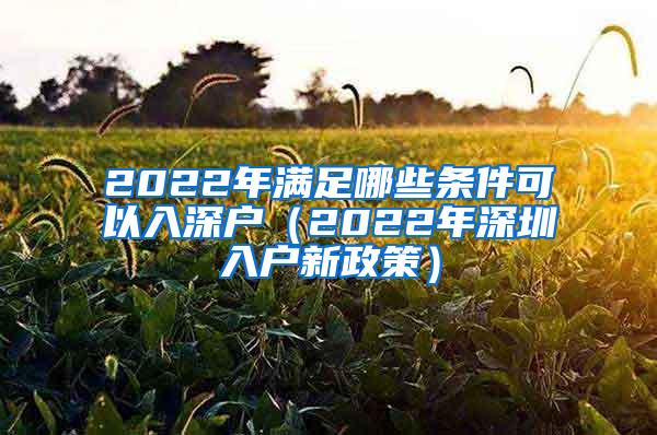 2022年满足哪些条件可以入深户（2022年深圳入户新政策）