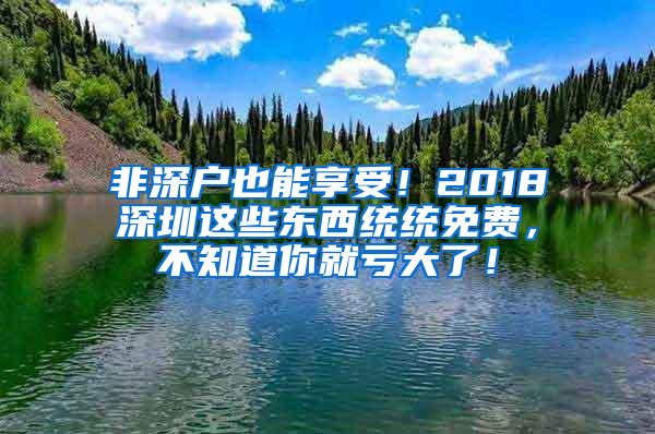 非深户也能享受！2018深圳这些东西统统免费，不知道你就亏大了！