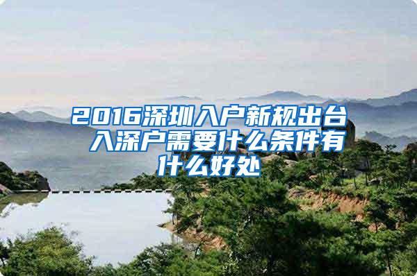 2016深圳入户新规出台 入深户需要什么条件有什么好处