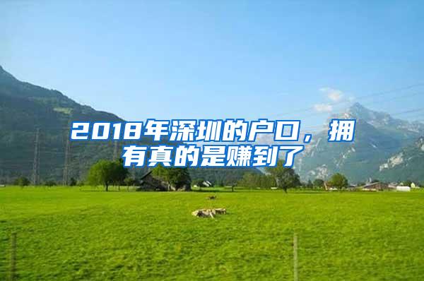 2018年深圳的户口，拥有真的是赚到了