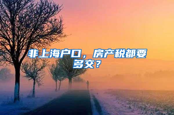 非上海户口，房产税都要多交？