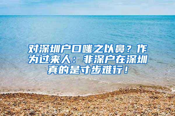 对深圳户口嗤之以鼻？作为过来人：非深户在深圳真的是寸步难行！