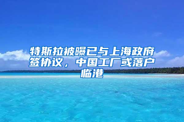 特斯拉被曝已与上海政府签协议，中国工厂或落户临港