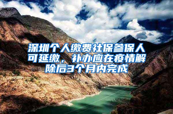 深圳个人缴费社保参保人可延缴，补办应在疫情解除后3个月内完成