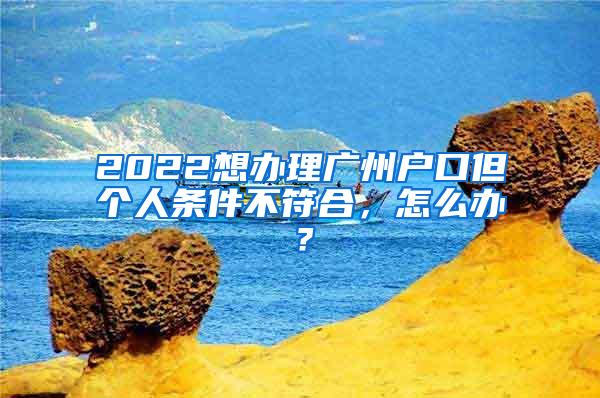 2022想办理广州户口但个人条件不符合，怎么办？