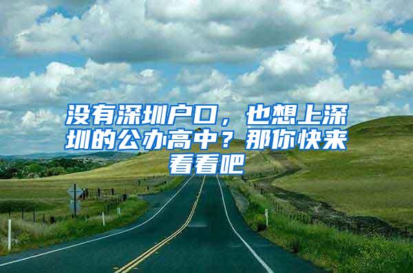 没有深圳户口，也想上深圳的公办高中？那你快来看看吧