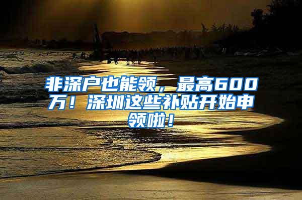 非深户也能领，最高600万！深圳这些补贴开始申领啦！