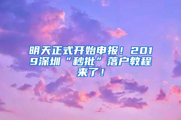 明天正式开始申报！2019深圳“秒批”落户教程来了！