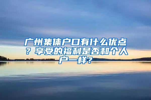 广州集体户口有什么优点？享受的福利是否和个人户一样？